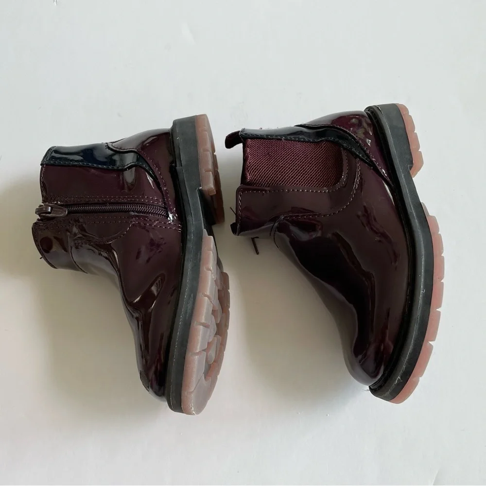 Zara Plum Patent Leather Chelsea Boots